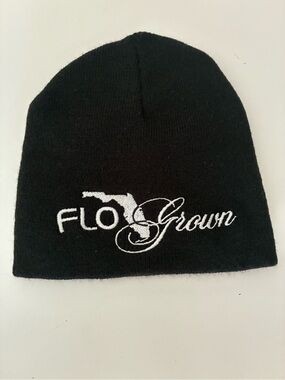 FLO Grown Embroidered Black Beanie